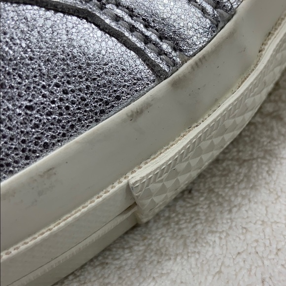 [ CONVERSE ] Silver Leather Shoes Women's Size 8 - Picture 7 of 7